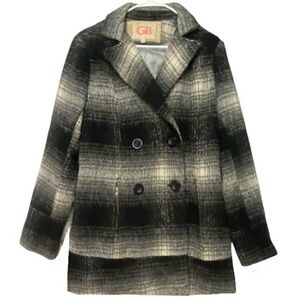 GB Plaid Pea Coat Double Breasted Outerwear Women’s M